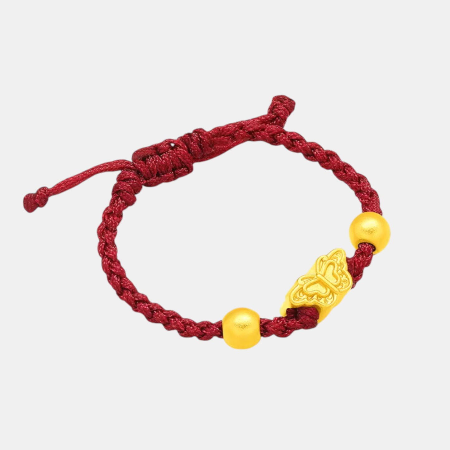 24K Gold Bead Butterfly Braided Adjustable Ring