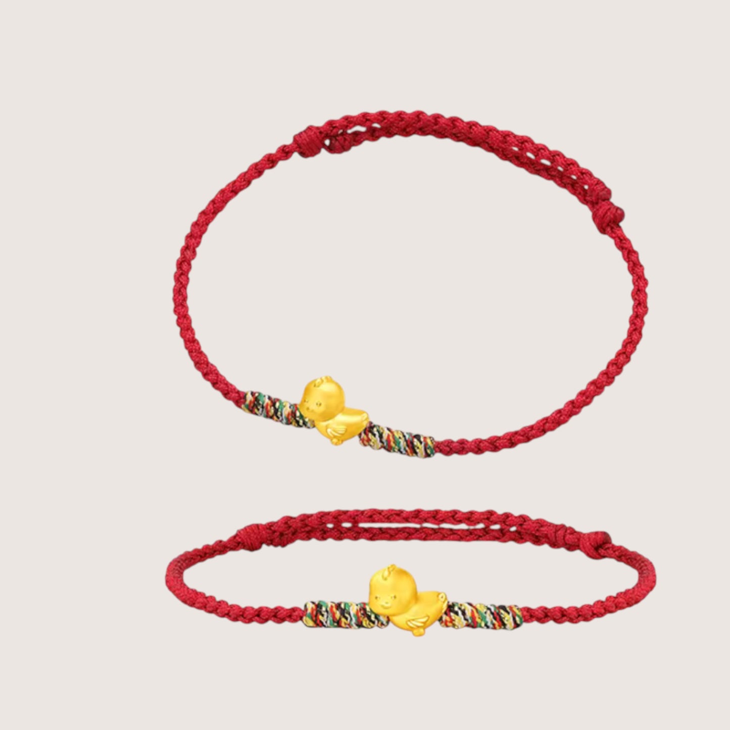 24K Gold 12 Zodiac Animal Horse Dragon Charm with Braided Bracelet
