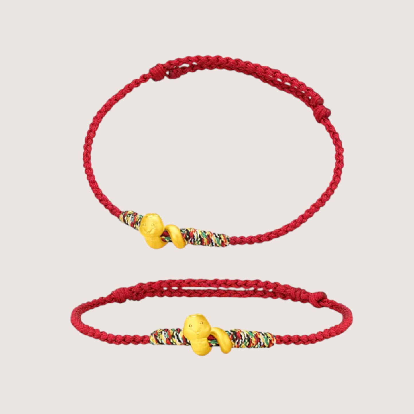 24K Gold 12 Zodiac Animal Horse Dragon Charm with Braided Bracelet