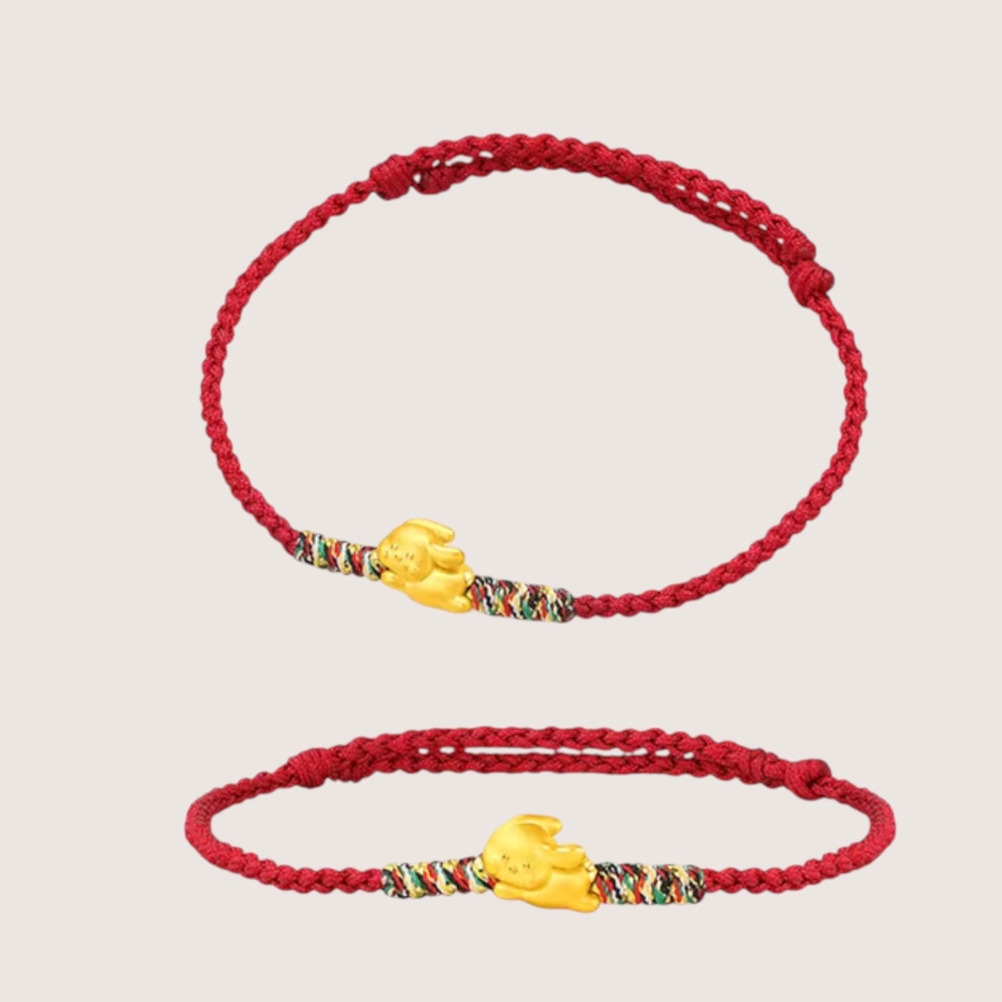 24K Gold 12 Zodiac Animal Horse Dragon Charm with Braided Bracelet
