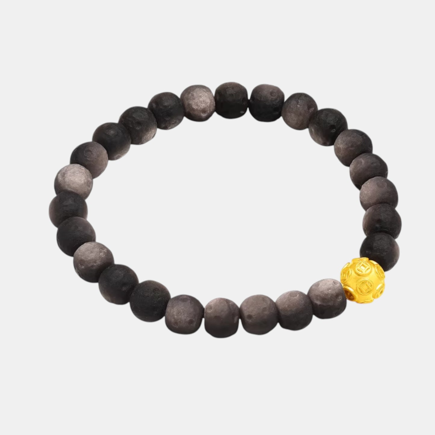 24K Gold Wealthy Charm Obsidian Beads Bracelet Couple