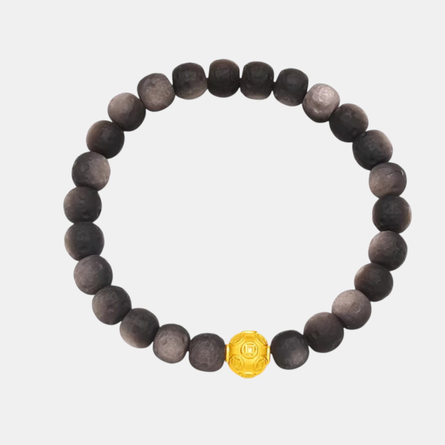24K Gold Wealthy Charm Obsidian Beads Bracelet Couple
