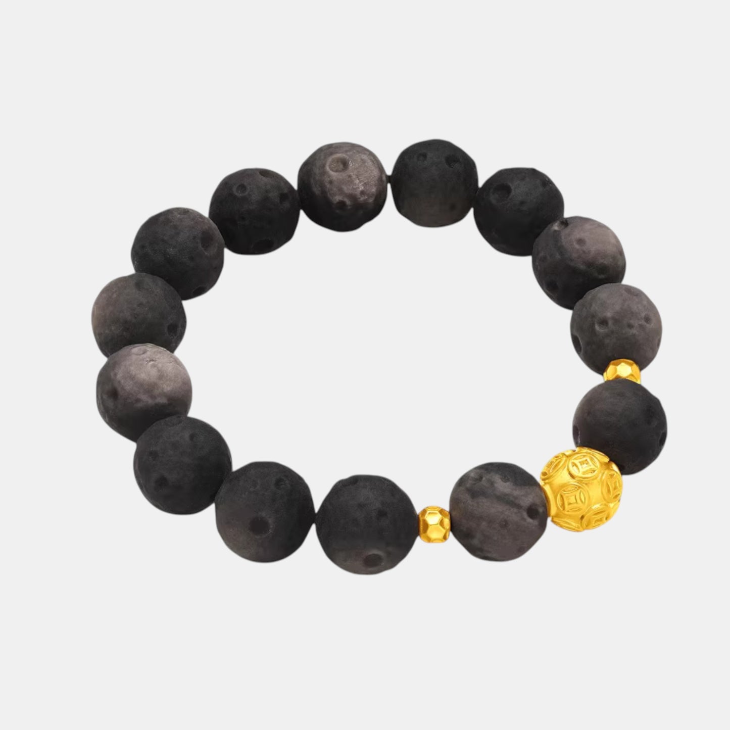 24K Gold Wealthy Charm Obsidian Beads Bracelet Couple