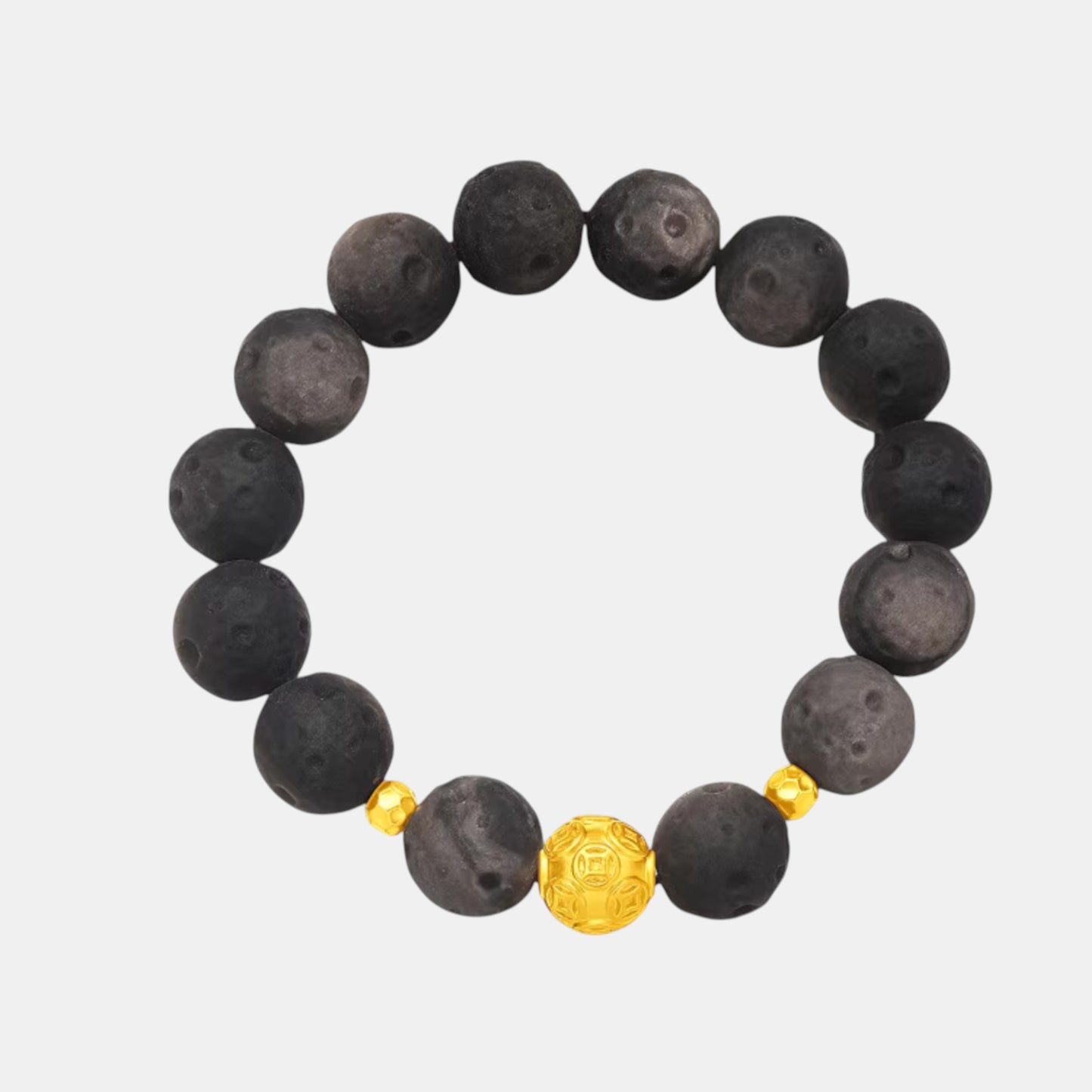 24K Gold Wealthy Charm Obsidian Beads Bracelet Couple