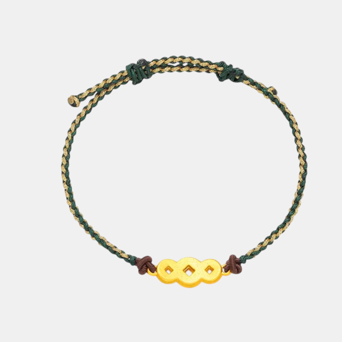 24K Gold Wealthy Coin Charm Braided Bracelet