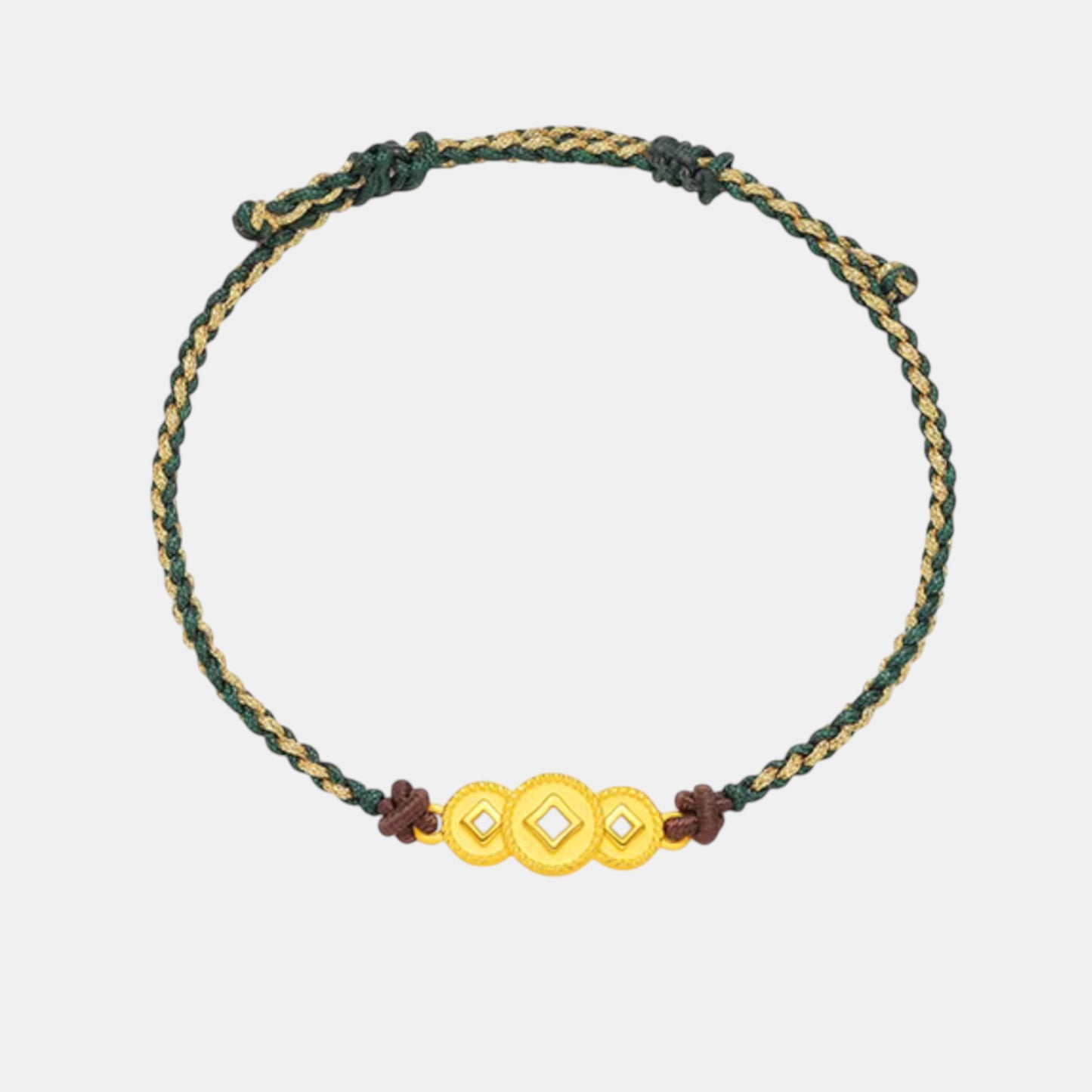 24K Gold Wealthy Coin Charm Braided Bracelet