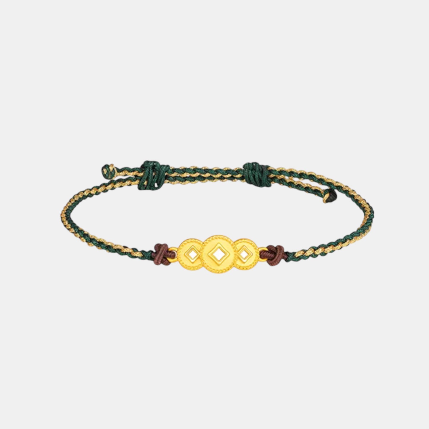 24K Gold Wealthy Coin Charm Braided Bracelet