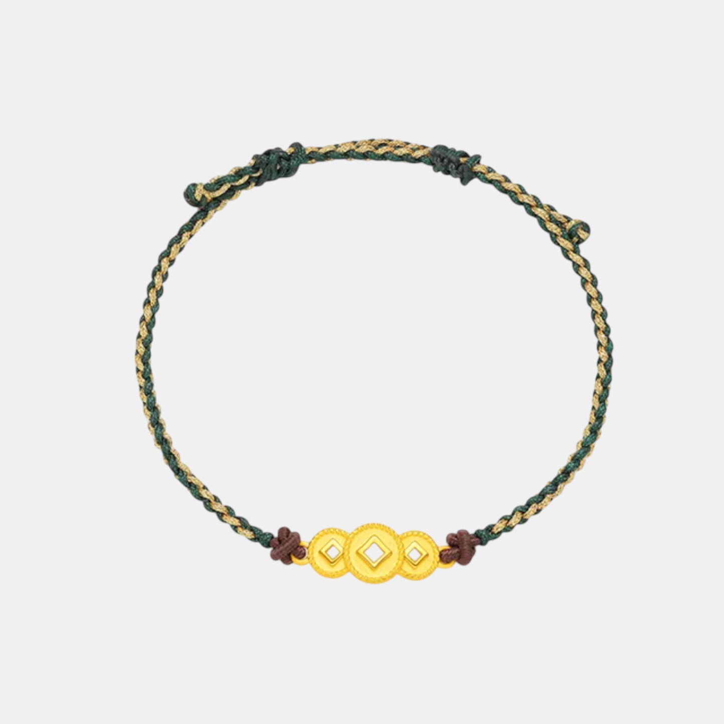 24K Gold Wealthy Coin Charm Braided Bracelet