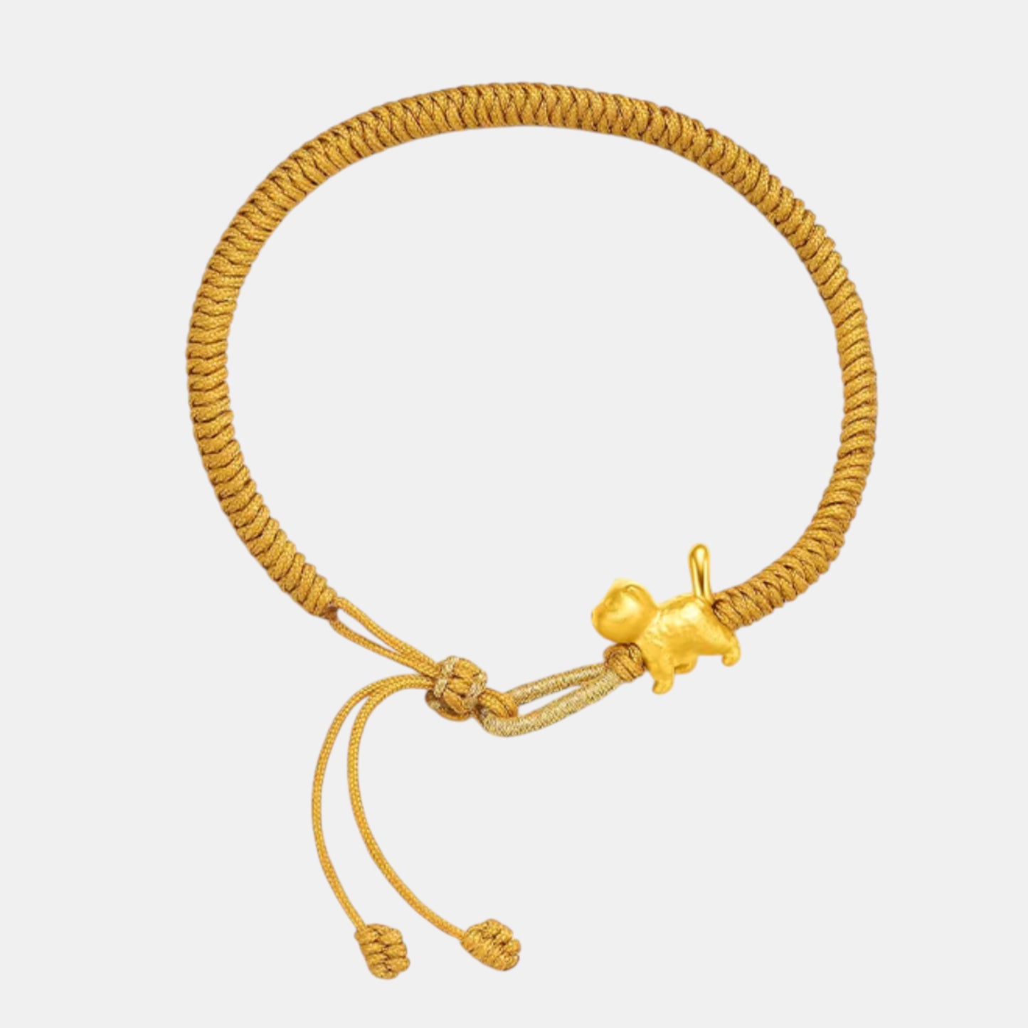 24K Gold Cute Kitty Cat Charm Braided Bracelet