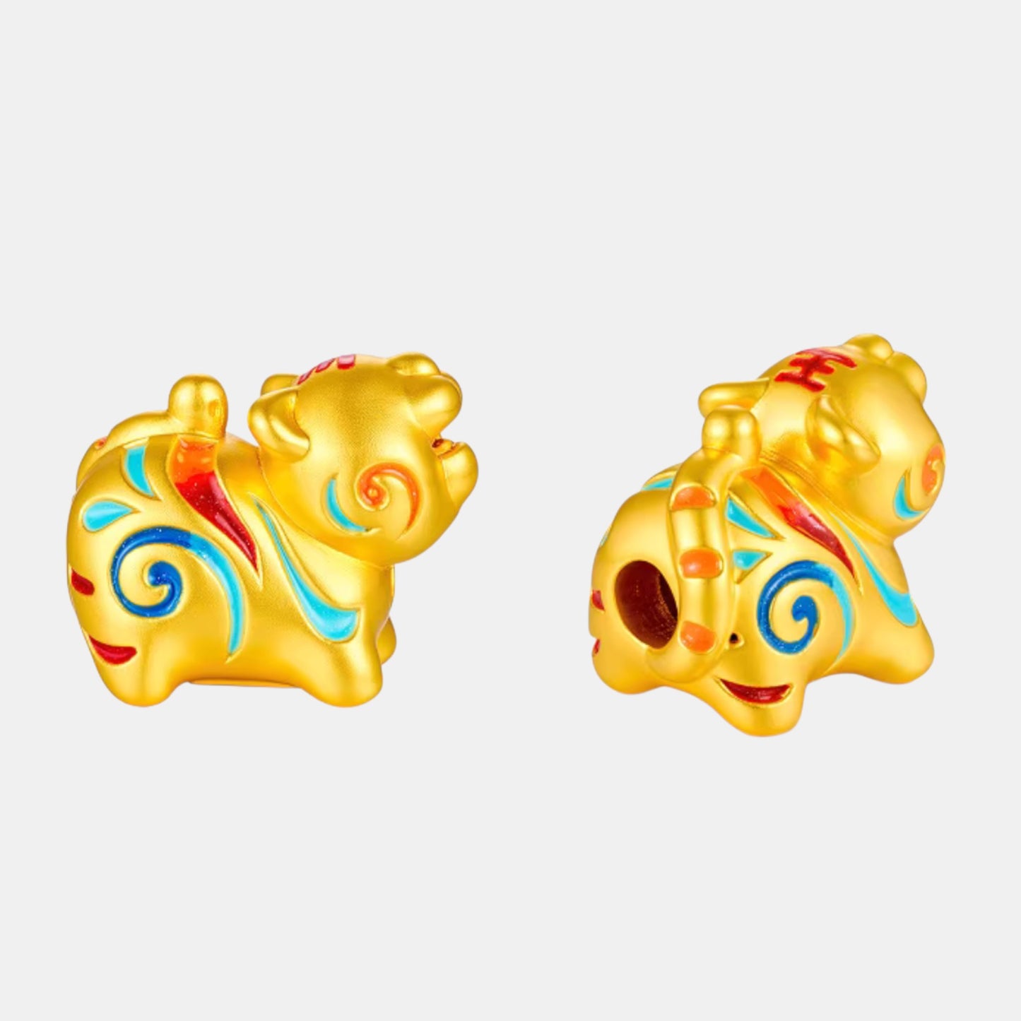24K Gold 12 Zodiac Animal Horse Dragon Glazed Enamel Charm D.I.Y