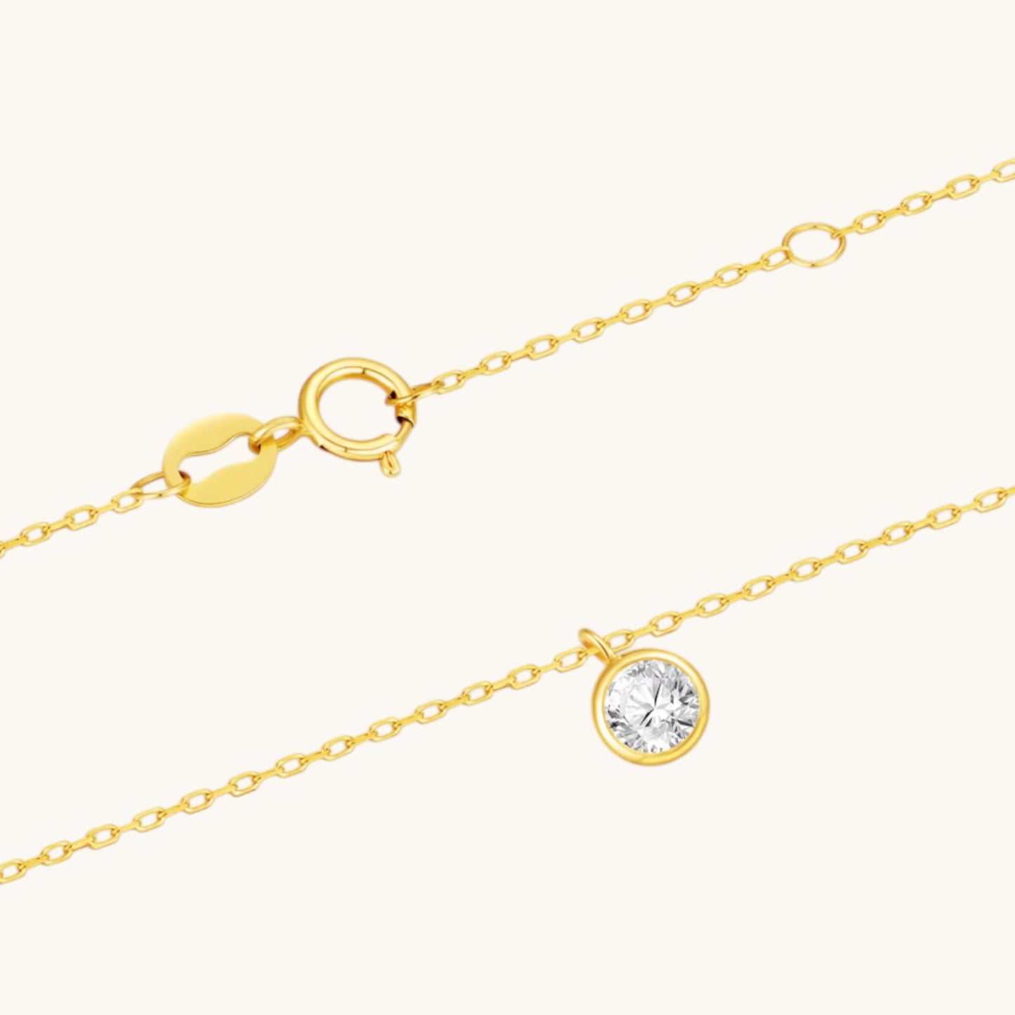 18K Gold Minimal Diamond Pendant Bracelet and Necklace