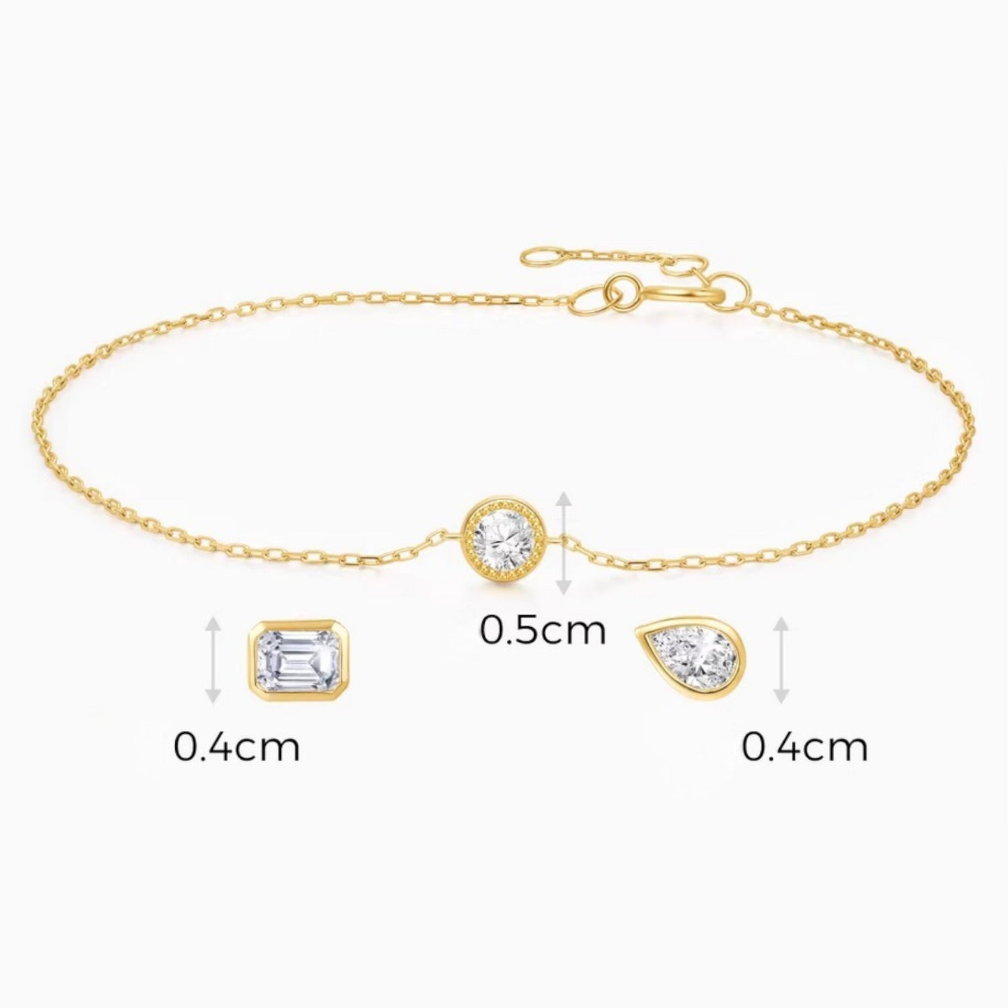 18K Gold Minimal Diamond Pendant Bracelet and Necklace