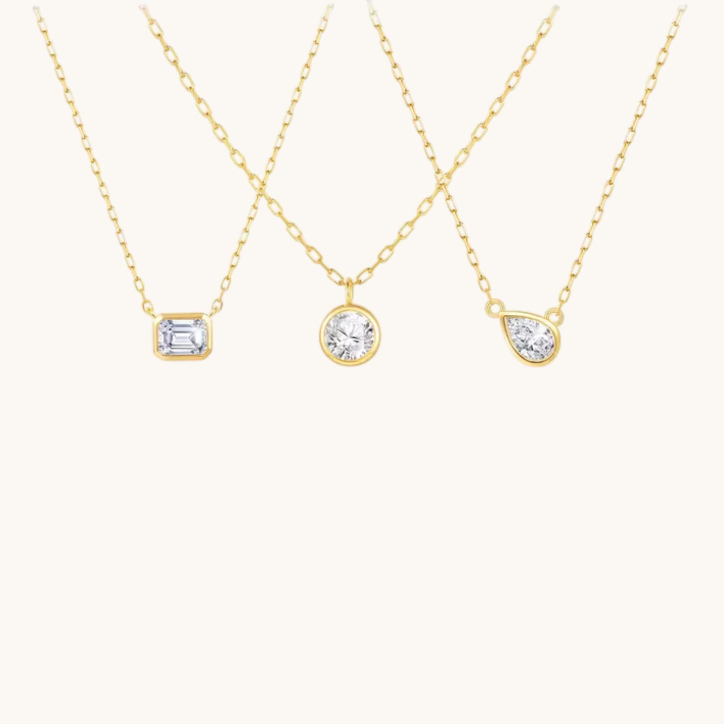 18K Gold Minimal Diamond Pendant Bracelet and Necklace