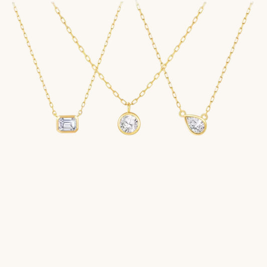 18K Gold Minimal Diamond Pendant Bracelet and Necklace