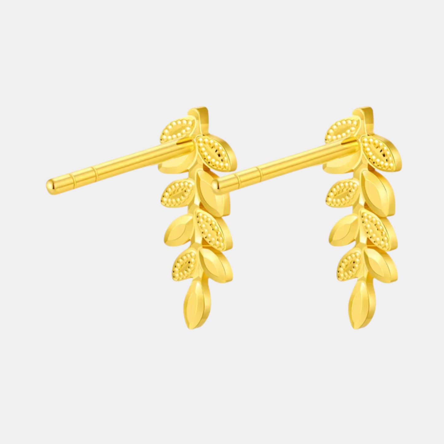 Genuine 24K Gold Leaf Spring Stud Earrings