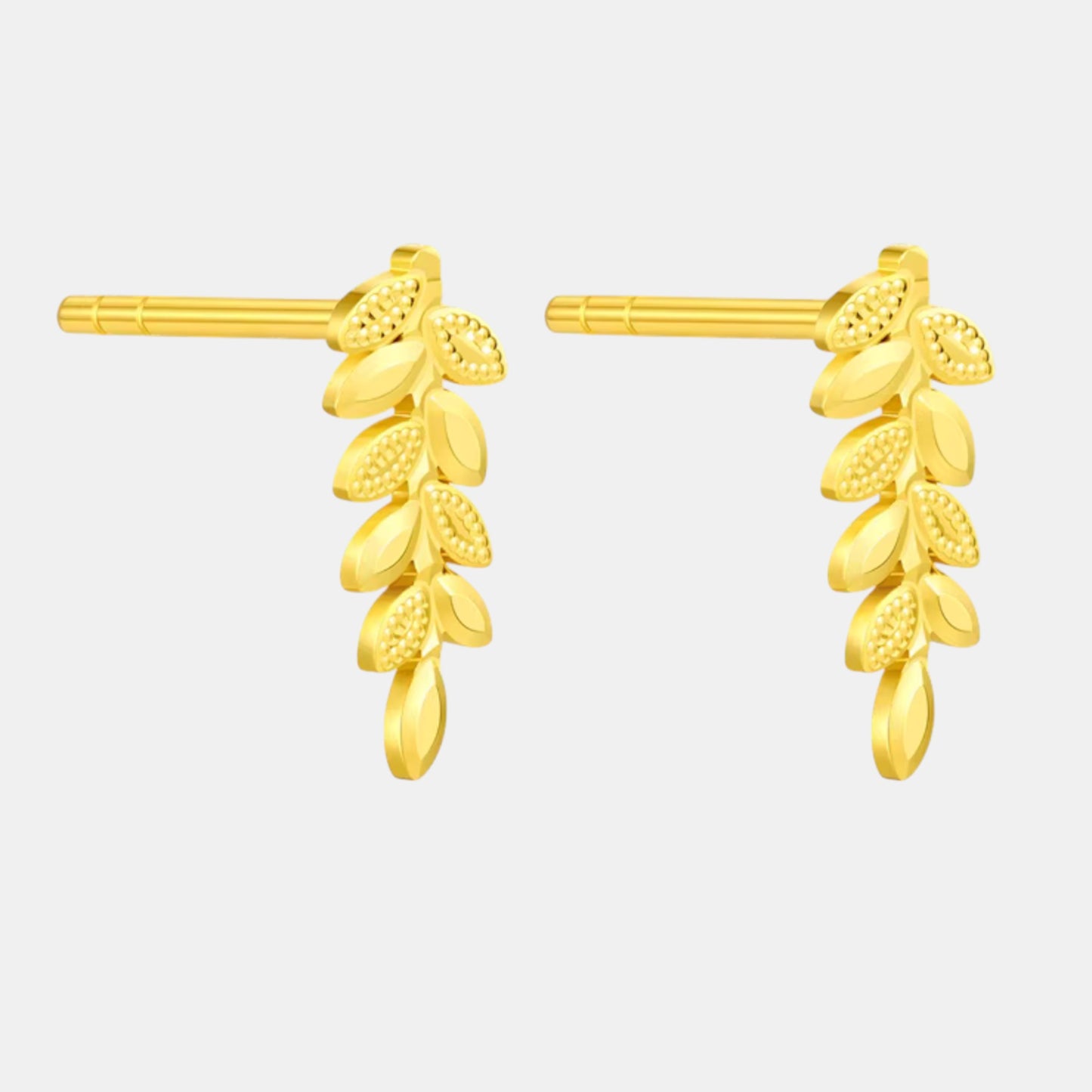 Genuine 24K Gold Leaf Spring Stud Earrings