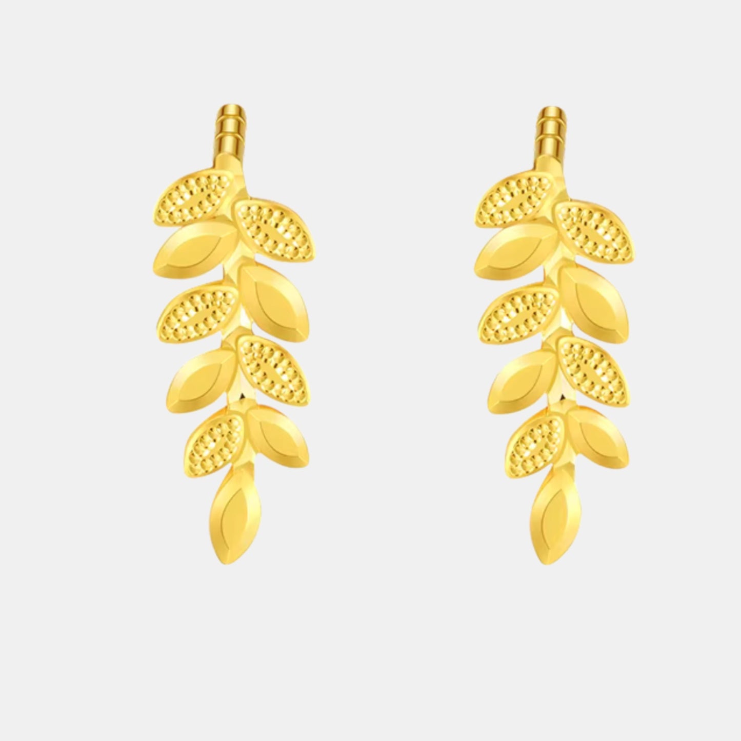 Genuine 24K Gold Leaf Spring Stud Earrings