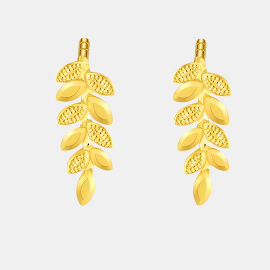 Genuine 24K Gold Leaf Spring Stud Earrings