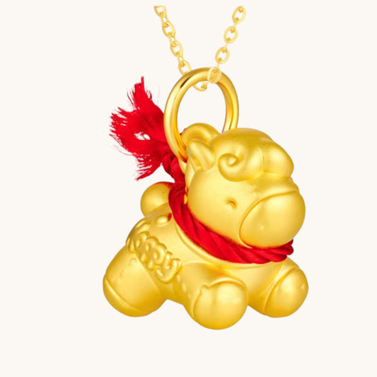 24K Gold Flying Superman Horse Pendant