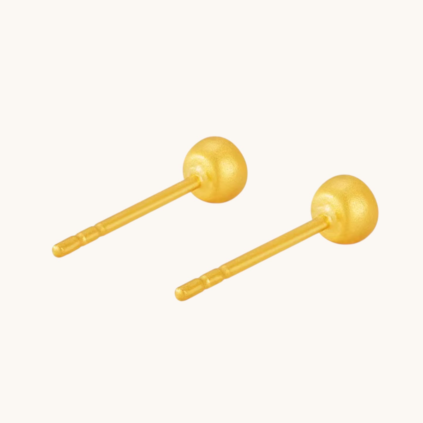 Genuine 24K Gold Diamond Round Minimal Stud Earrings