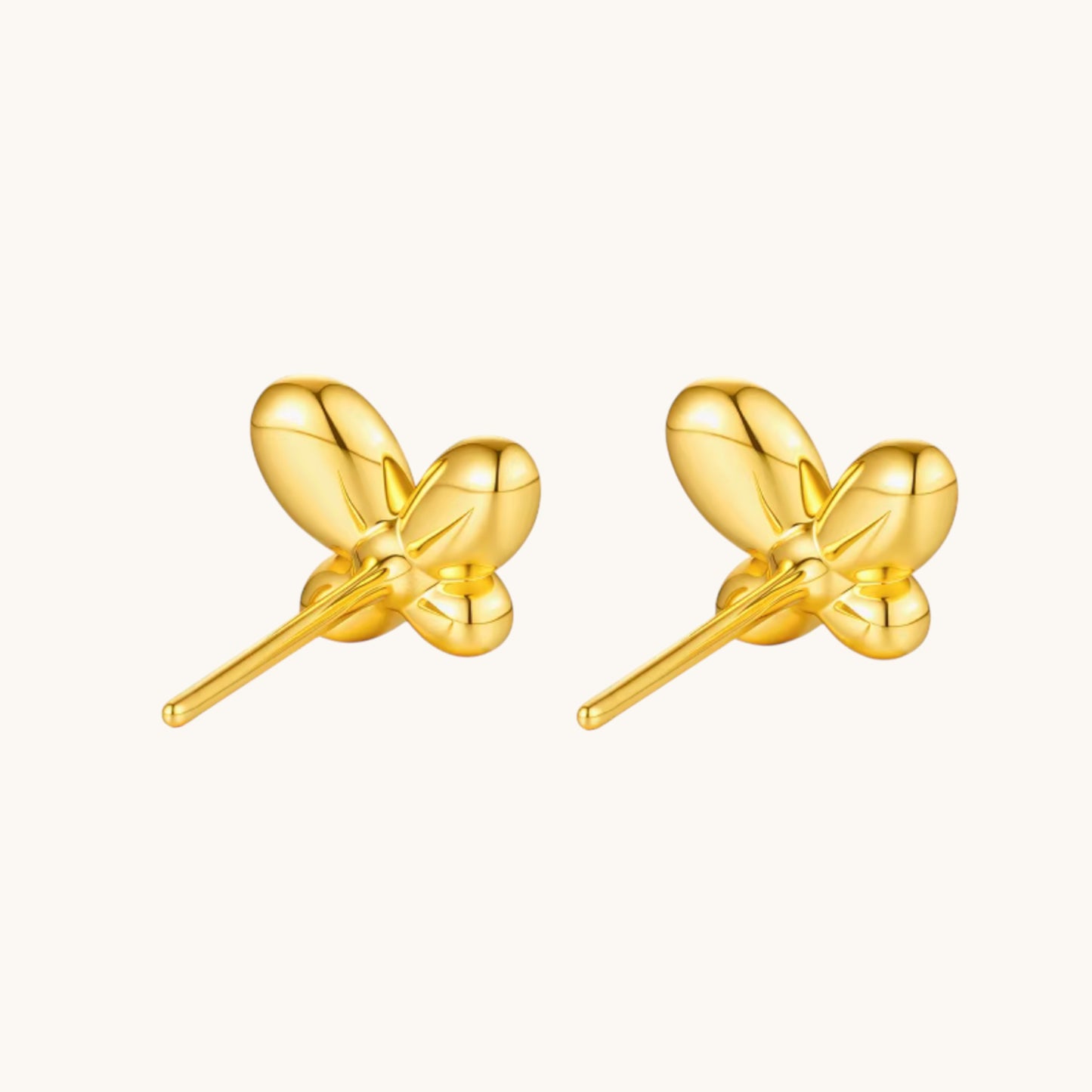 Genuine 24K Gold Minimal Butterfly Stud Earrings