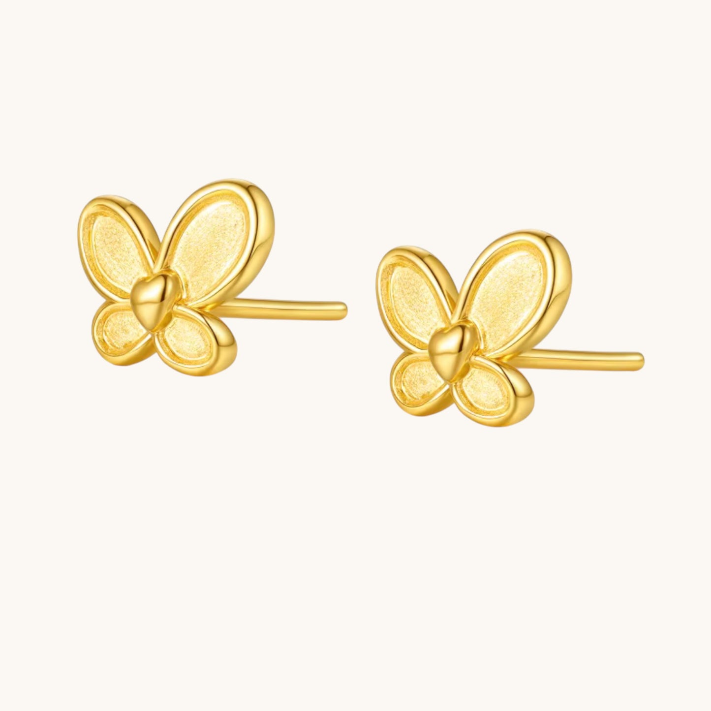 Genuine 24K Gold Minimal Butterfly Stud Earrings