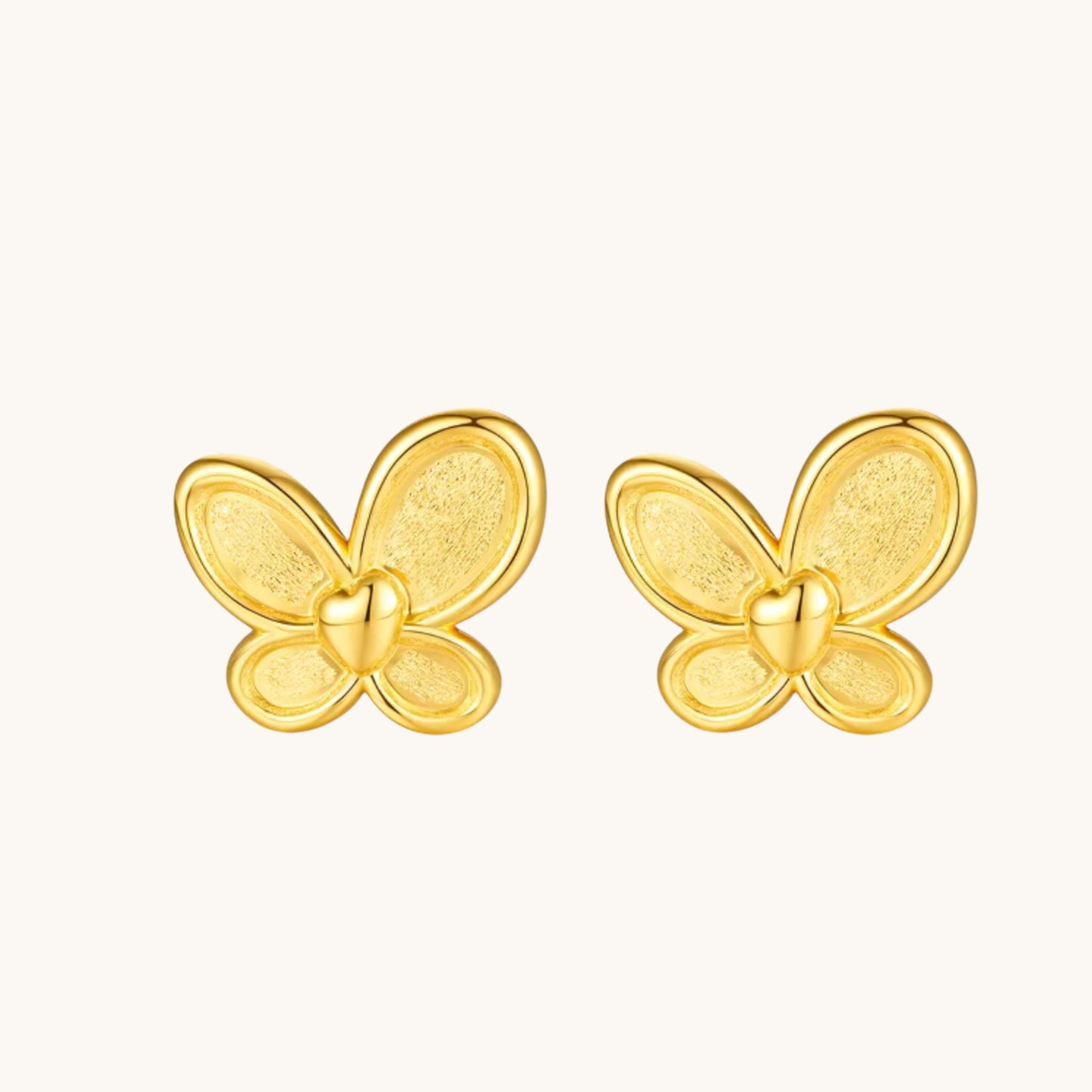 Genuine 24K Gold Minimal Butterfly Stud Earrings