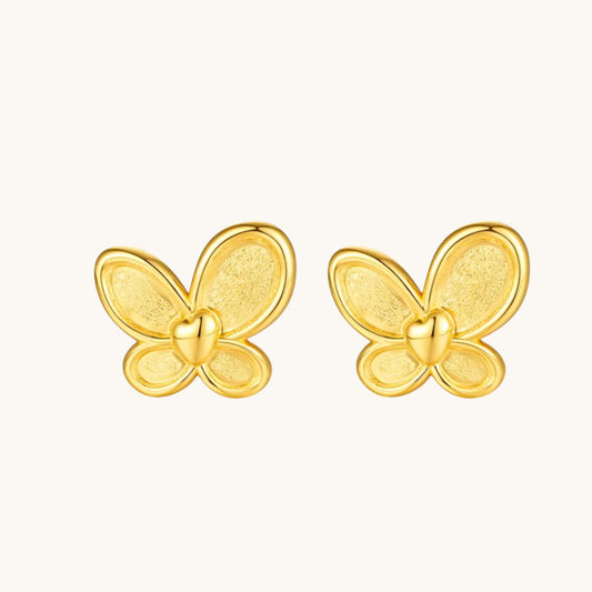 Genuine 24K Gold Minimal Butterfly Stud Earrings