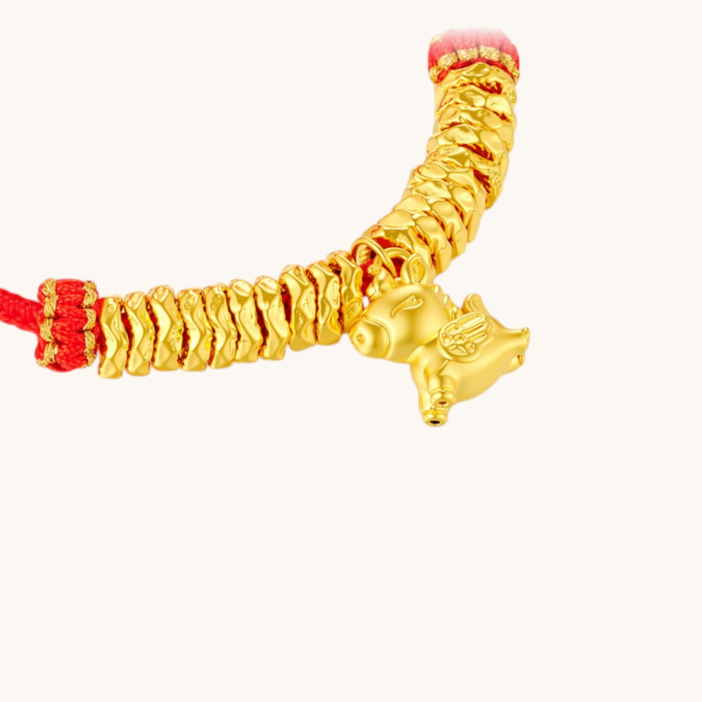 24K Gold Wealth Horse Charm Beads Braided Bracelet