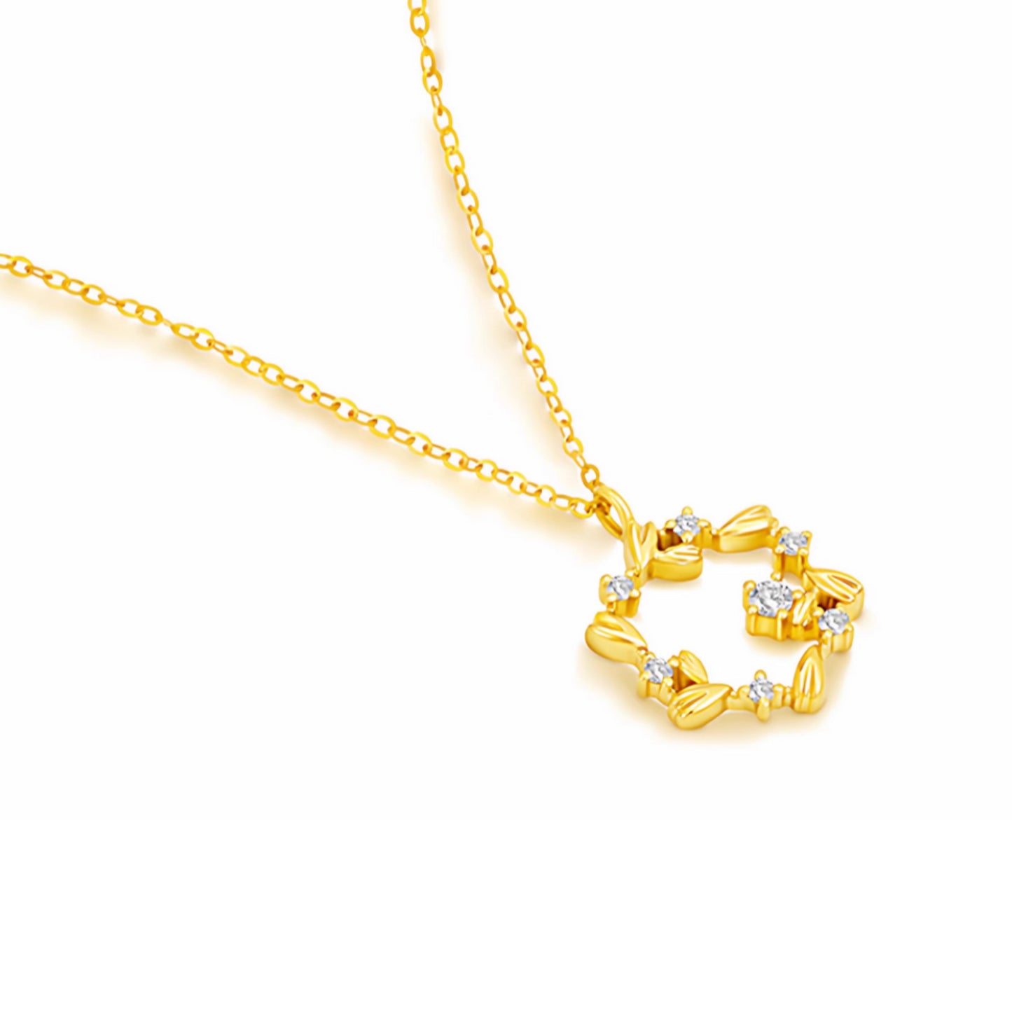 Genuine 18K Gold Diamond Star Pendant Necklace