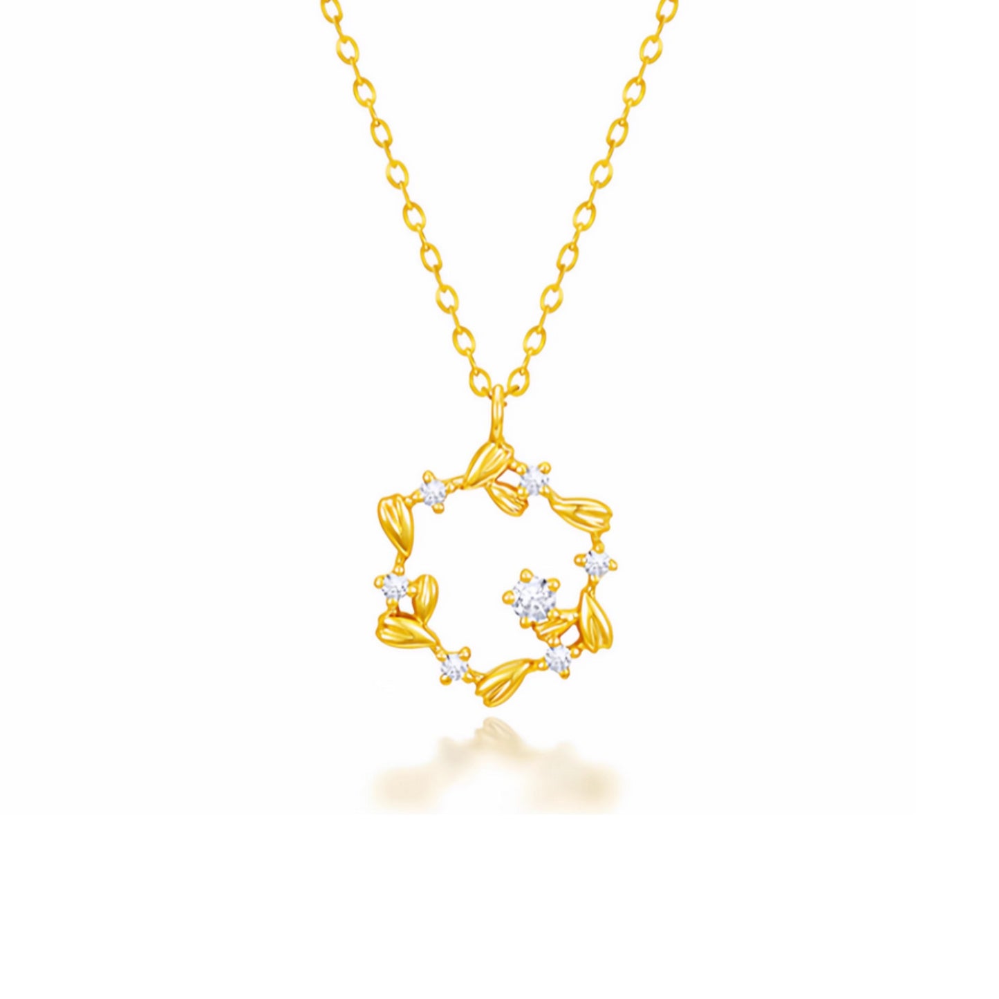 Genuine 18K Gold Diamond Star Pendant Necklace