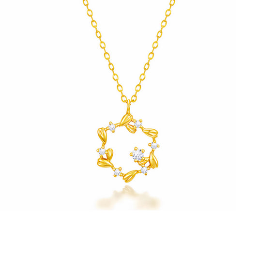 Genuine 18K Gold Diamond Star Pendant Necklace