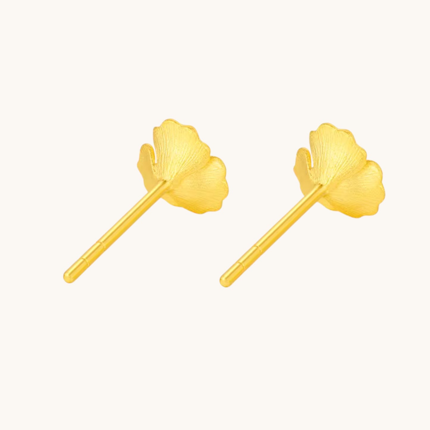 Genuine 24K Gold Flower Stud Earrings