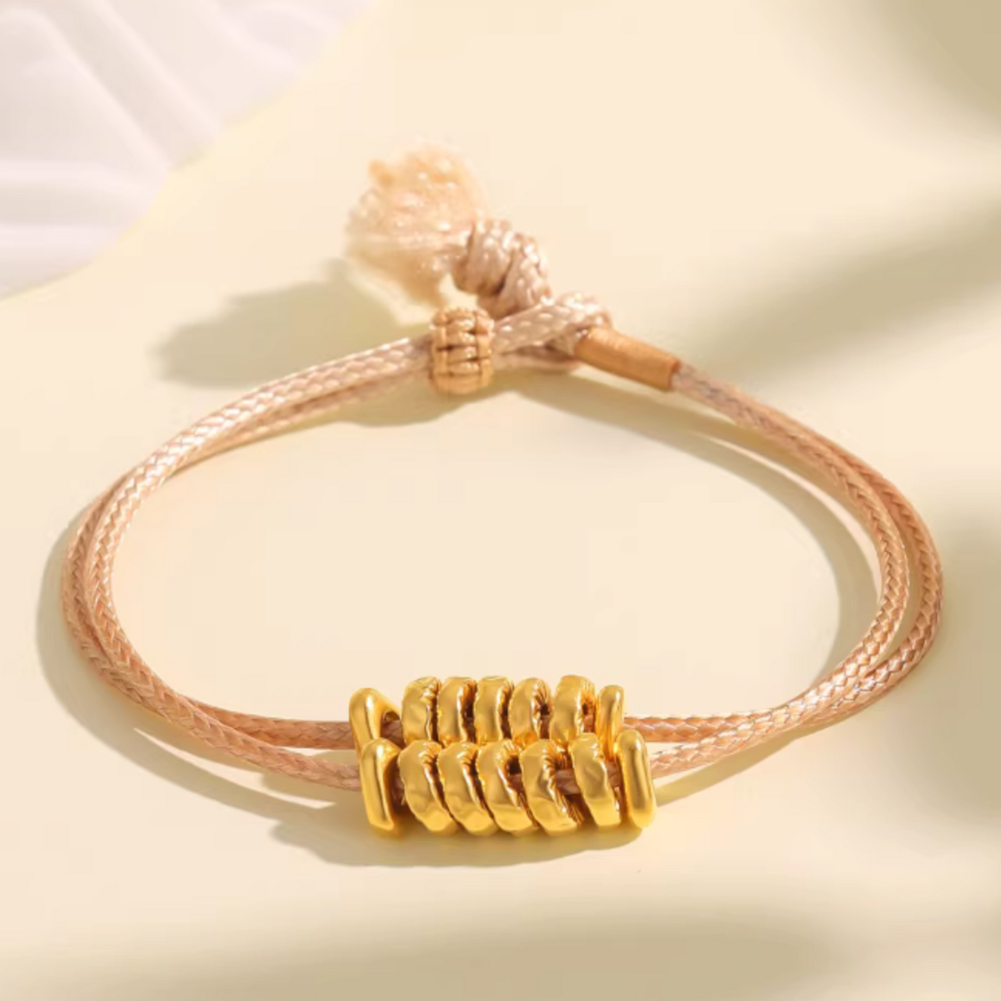 24K 5D Hard Gold Beads Weaving Minimal Bracelet