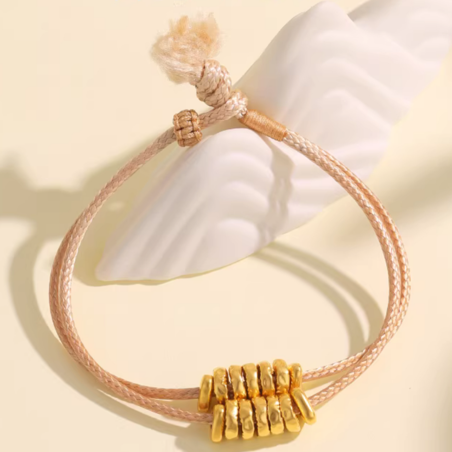 24K 5D Hard Gold Beads Weaving Minimal Bracelet
