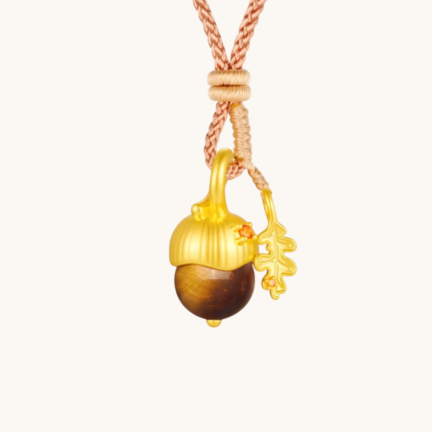24K 5D Hard Gold Fireplace Pine Cone Pendant Weaving Rope Necklace