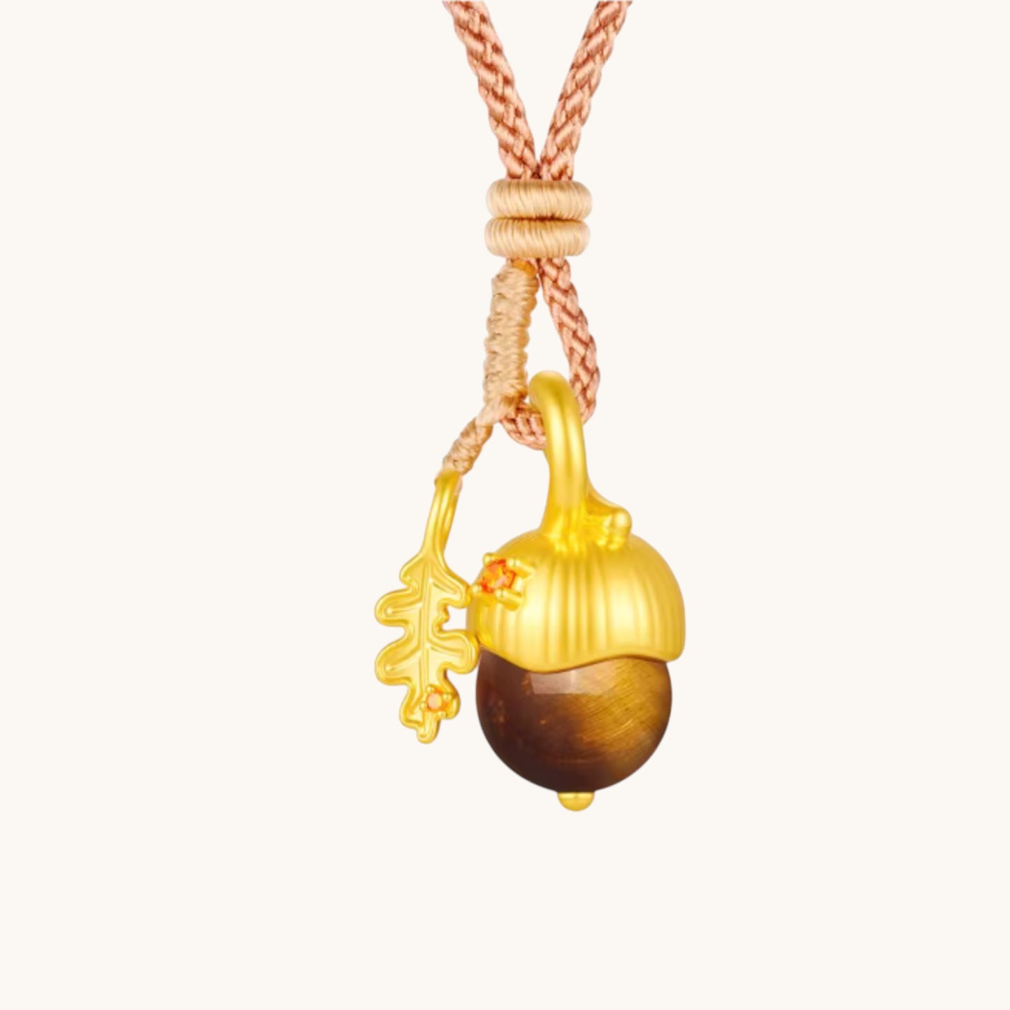 24K 5D Hard Gold Fireplace Pine Cone Pendant Weaving Rope Necklace