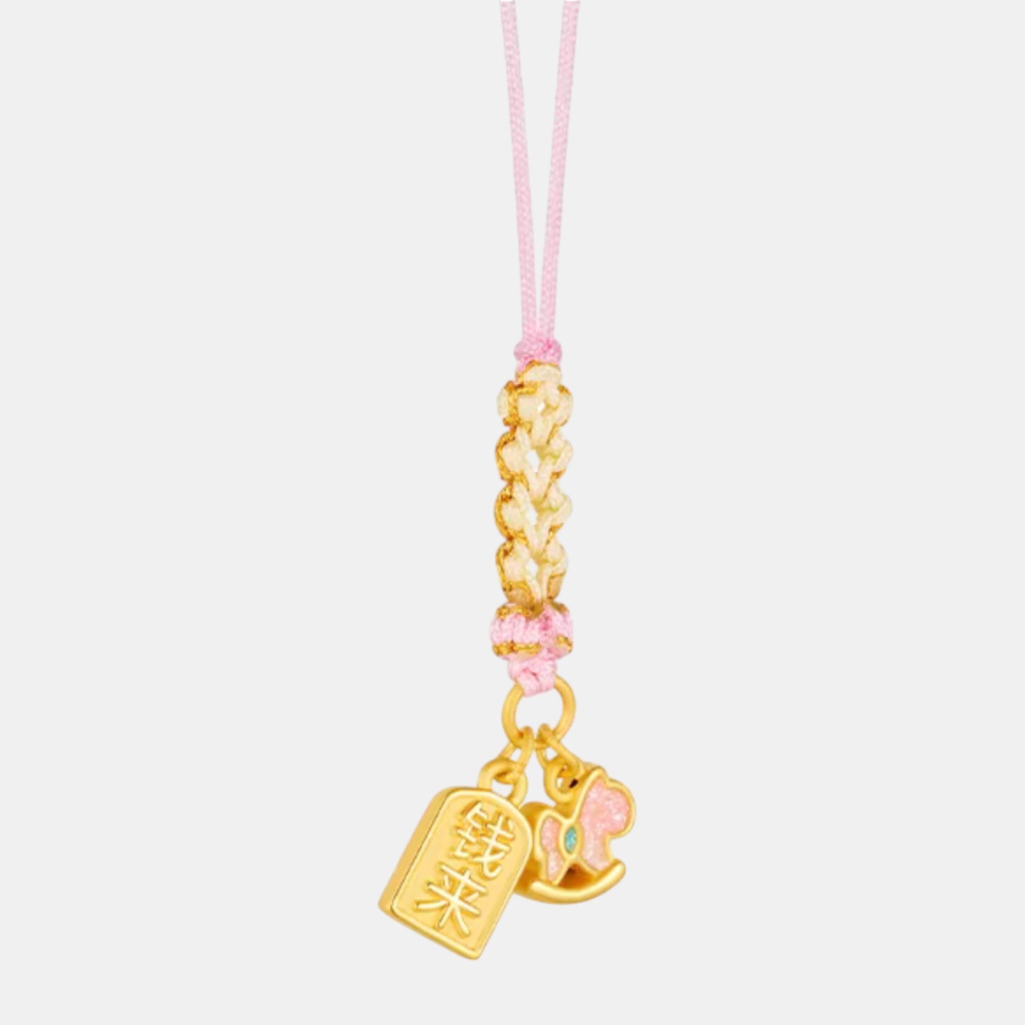 24K 3D Hard Gold Bring Wealth Horse Weaving Cellphone Hanger Keychain