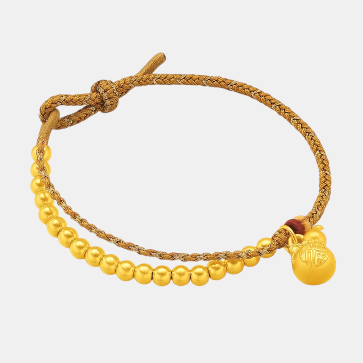 24K 5D Hard Gold Beads Gourds Charm Weaving Minimal Bracelet