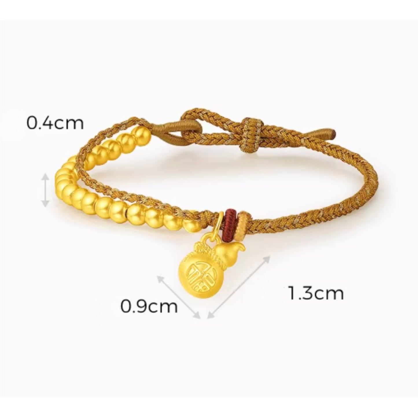 24K 5D Hard Gold Beads Gourds Charm Weaving Minimal Bracelet
