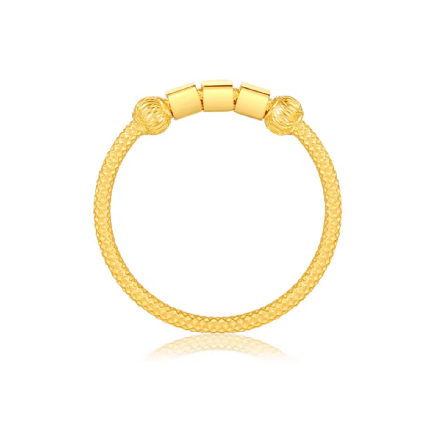 Genuine 24K Gold Cube Beads Minimal Ring