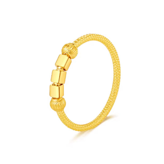 Genuine 24K Gold Cube Beads Minimal Ring