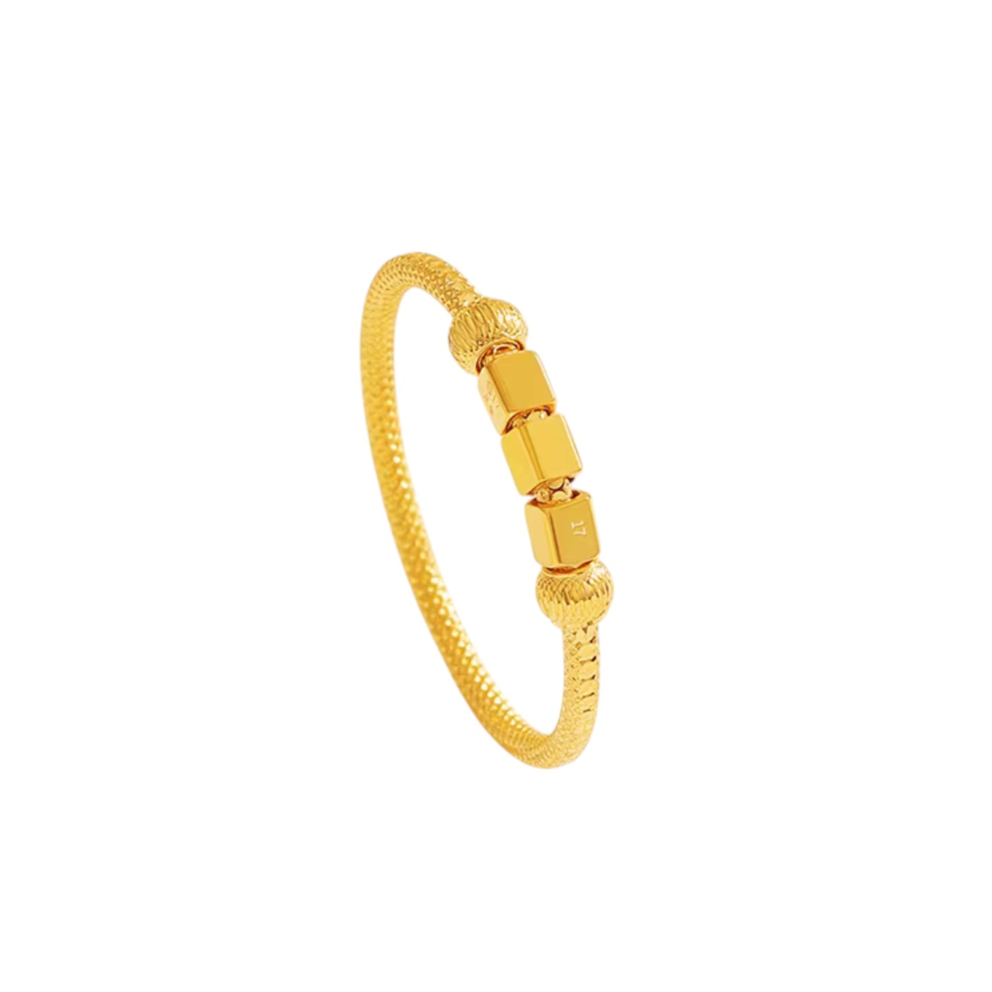 Genuine 24K Gold Cube Beads Minimal Ring