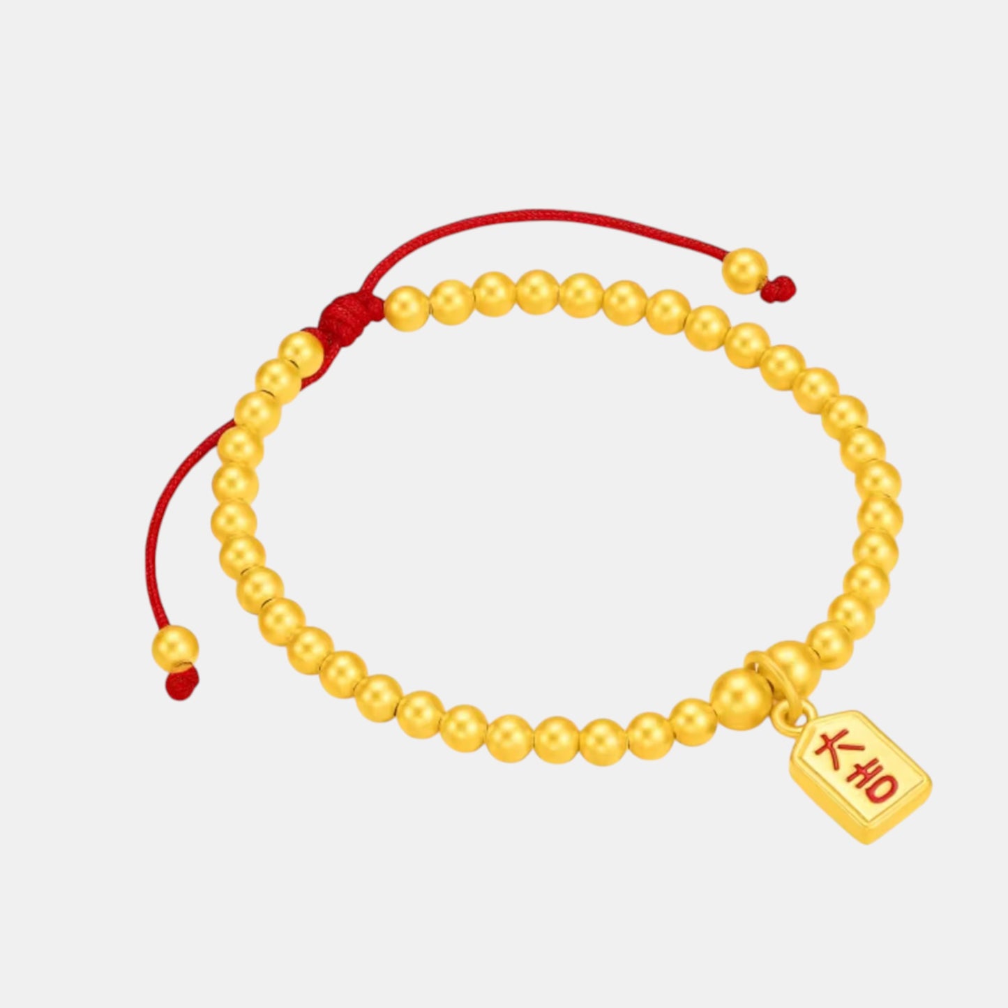 24K 5D Hard Gold Great luck prosperity Chinese Charm Beads Weaving Bracelet