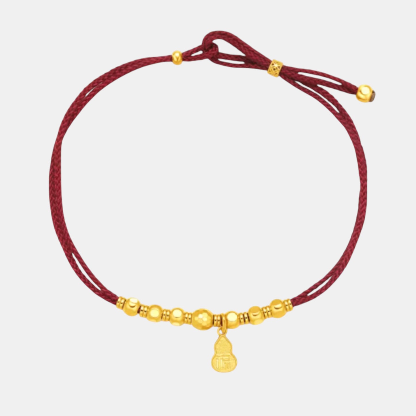 24K Gold Beads Gourd Charm Weaving Minimal Bracelet