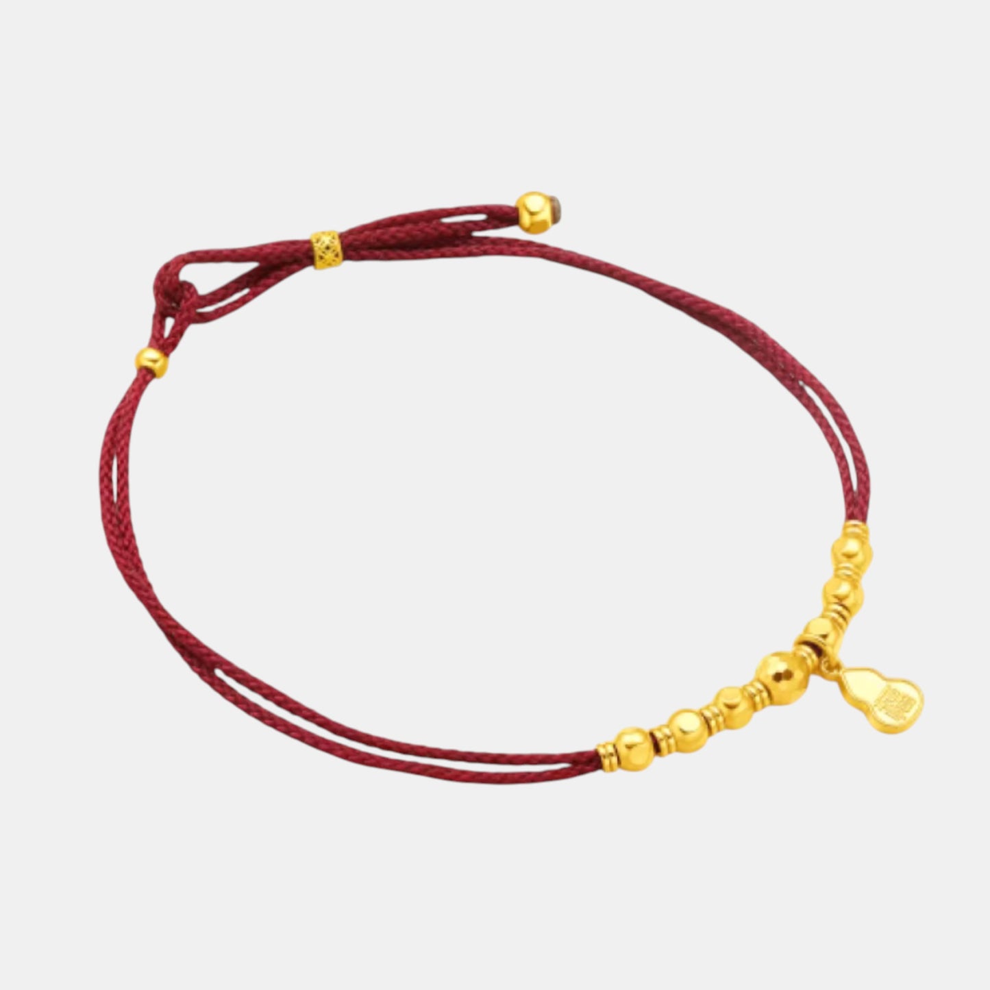 24K Gold Beads Gourd Charm Weaving Minimal Bracelet