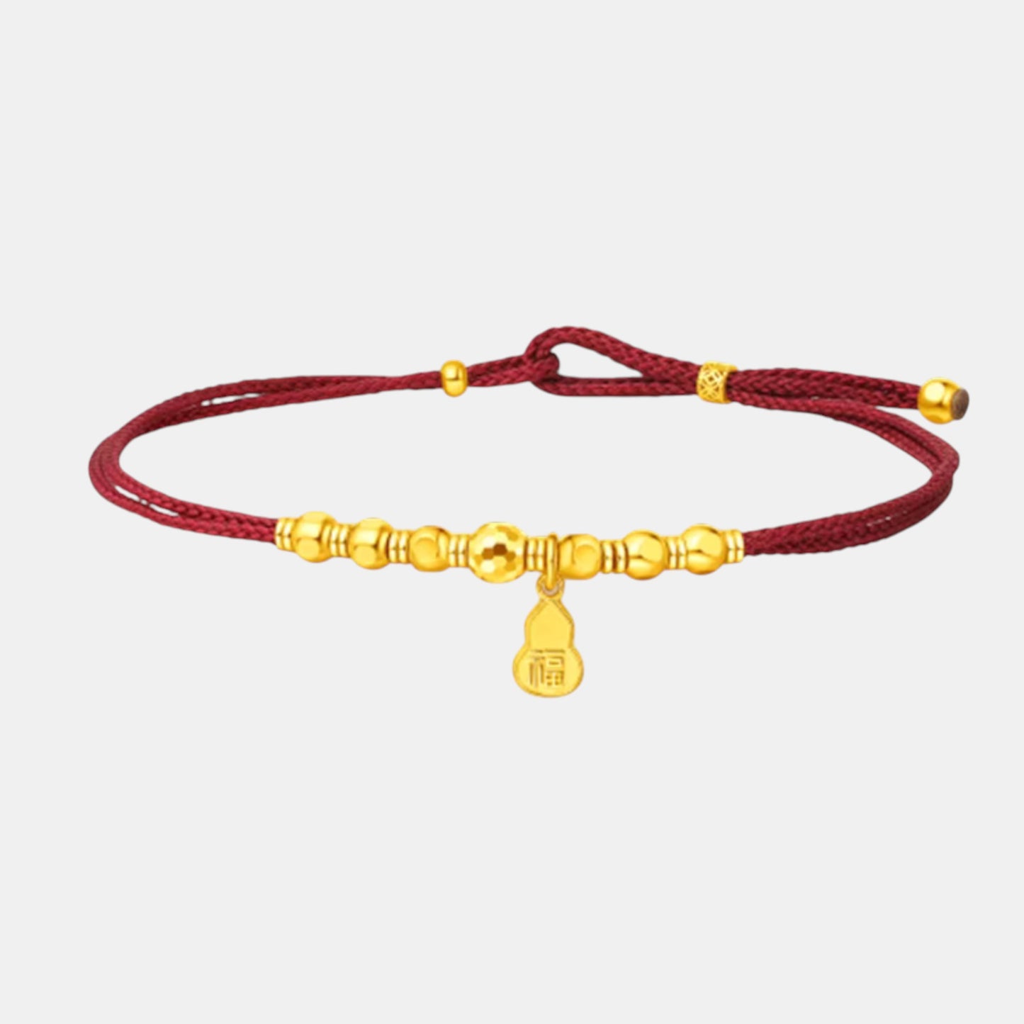 24K Gold Beads Gourd Charm Weaving Minimal Bracelet