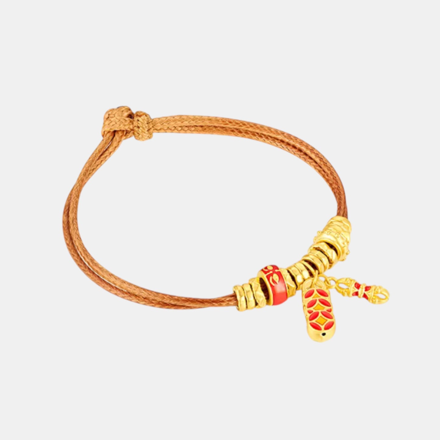 24K 5D Gold Beads Pixiu Bring Wealth Charm Weaving Minimal Bracelet