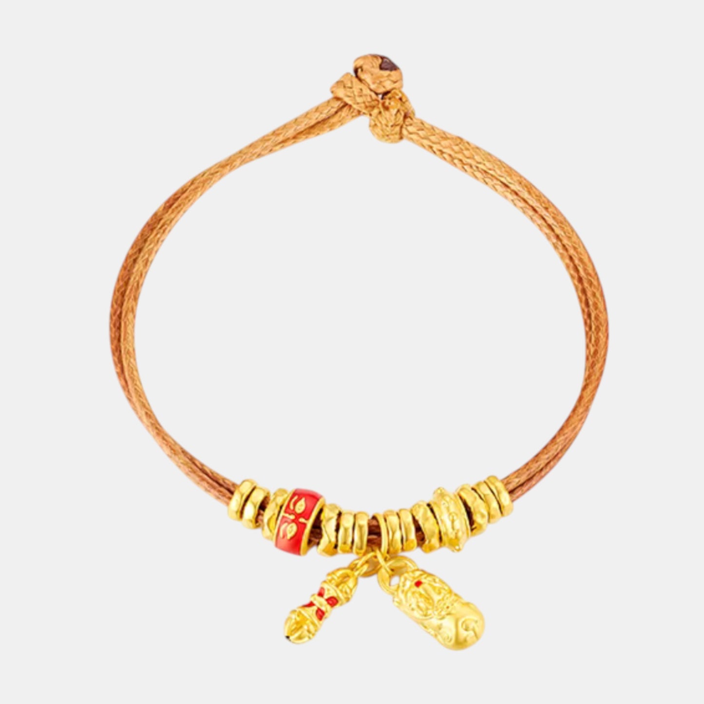 24K 5D Gold Beads Pixiu Bring Wealth Charm Weaving Minimal Bracelet