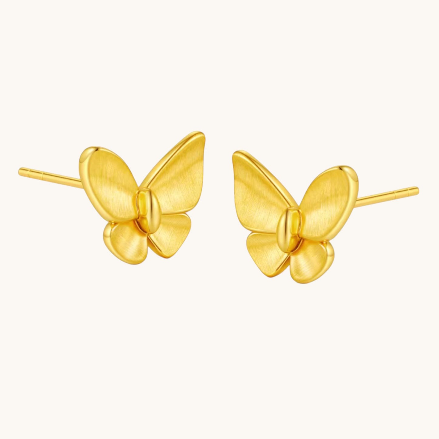 Genuine 24K 5G Gold Butterfly Stud Earrings